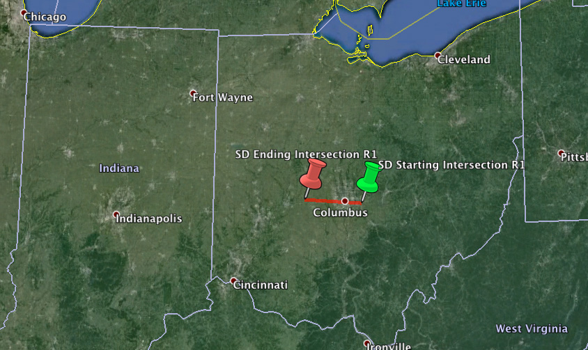 Trajectory For Ohio Fireball Meteor - September 27th, 2013 @ 11:30 PM Local Time